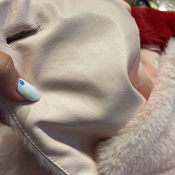 Treasure & Bond girls pink lotus color block faux fur coat jacket plush cozy XL - Picture 9 of 14